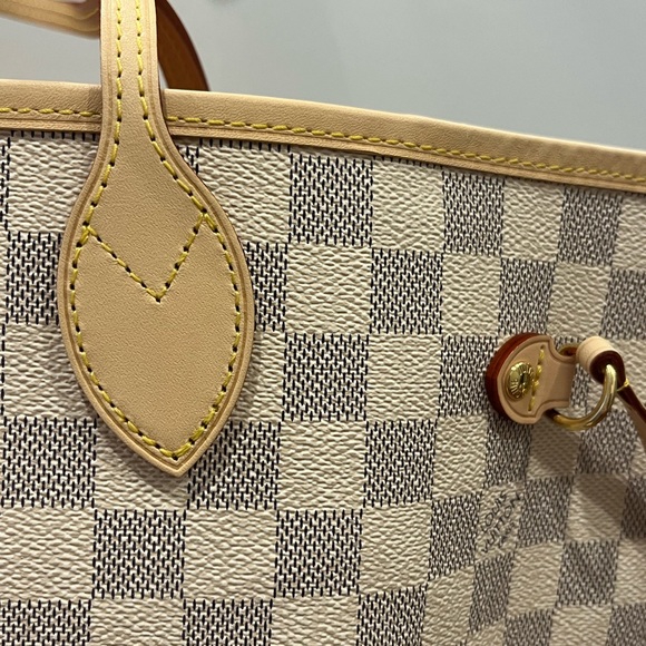 100% Authentic Louis Vuitton Damier Azur Neverfull MM w/ Rose Ballerine NWT - Picture 10 of 16